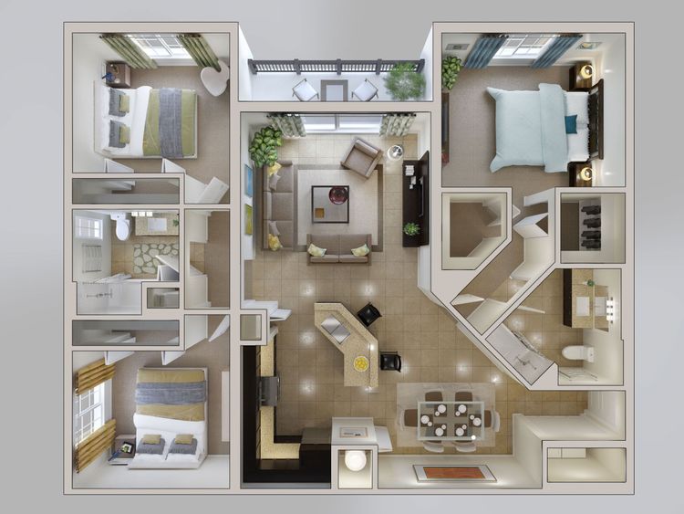 3D Floor plans of Different Units